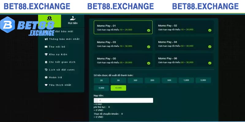 Nạp tiền Bet88 chỉ 2 phút với ví điện tử